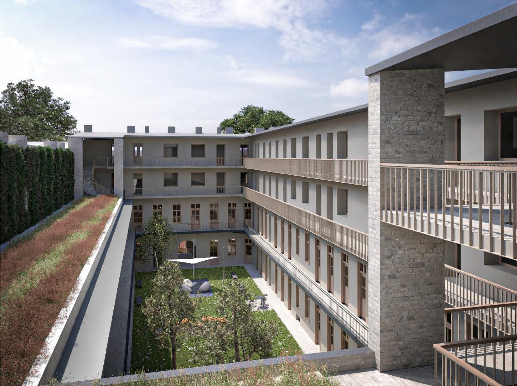 eklektikus bérház bővítése