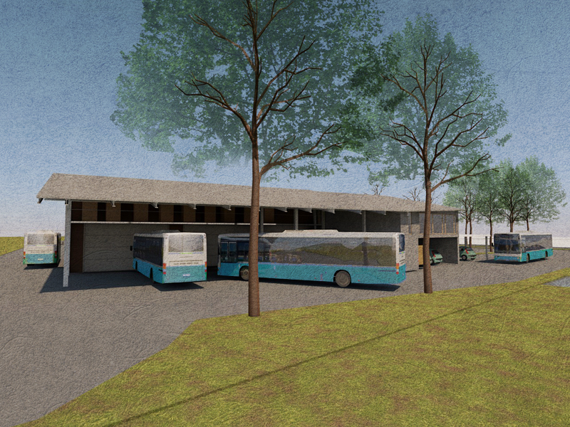 Buszgarázs bővítése, Amriswil, Svájc