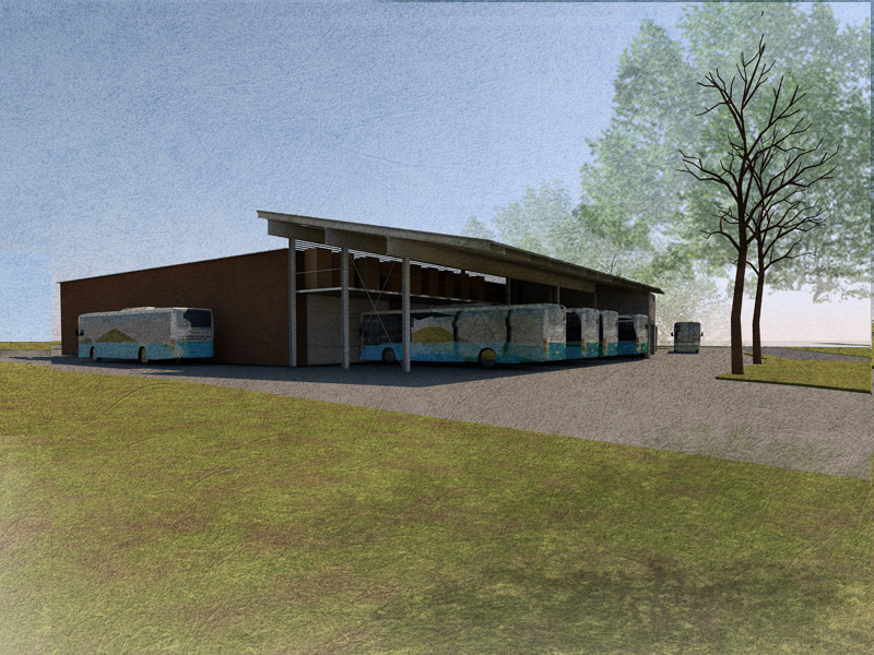 Buszgarázs bővítése, Amriswil, Svájc